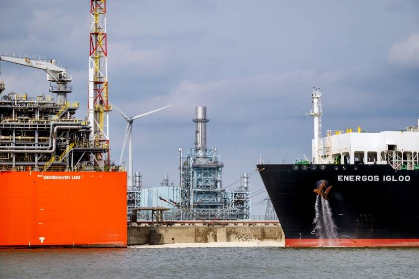 De liquefied natural gas-terminal in Eemshaven.